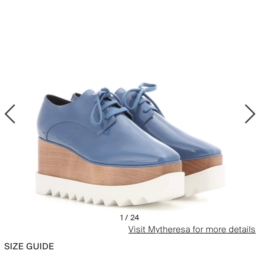 Stella McCartney 'Elyse' eco patent leather wood platform derbies